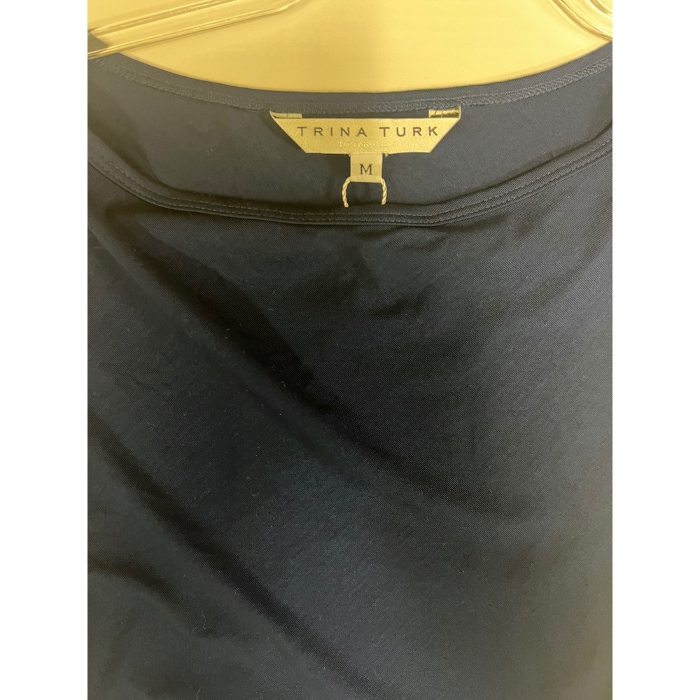 Trina Turk Navy Blue Jet Dress Ruched Drape Sleeveless Cocktail 2206301MH1 NWT M - Picture 5 of 13